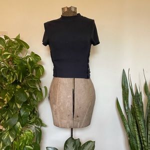 Free People black mock turtle neck top